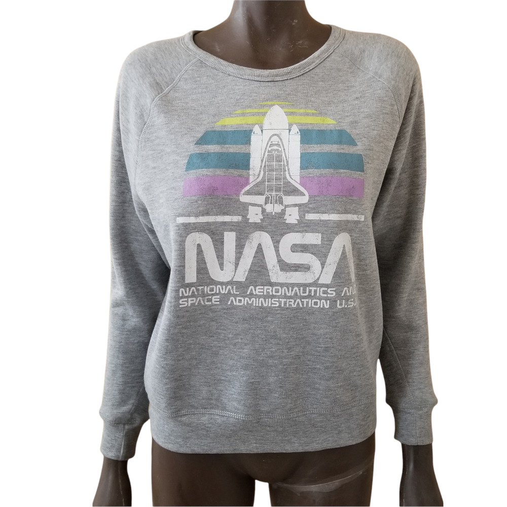 Grayson Threads Nasa Sweatshirt Womens XS Heather Gray Pullover